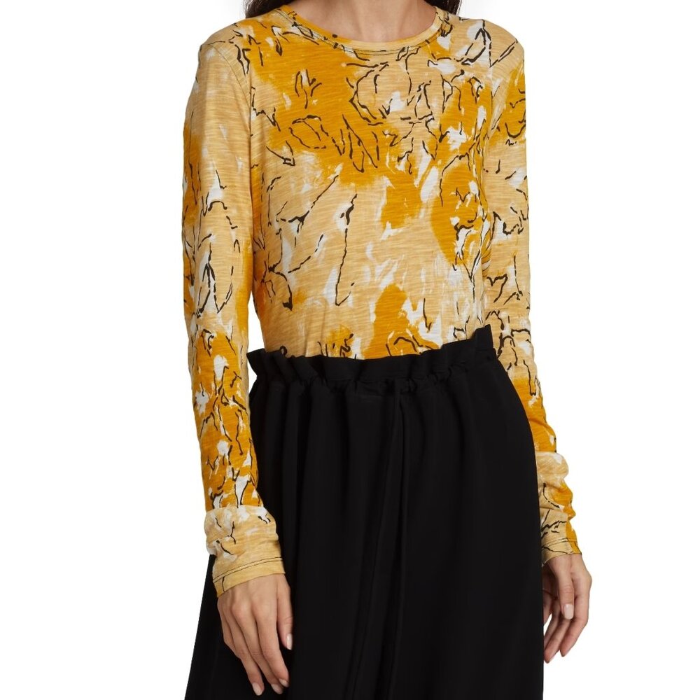 Proenza Schouler Painterly Watercolor Cotton Jersey Soft Long Sleeve Tee